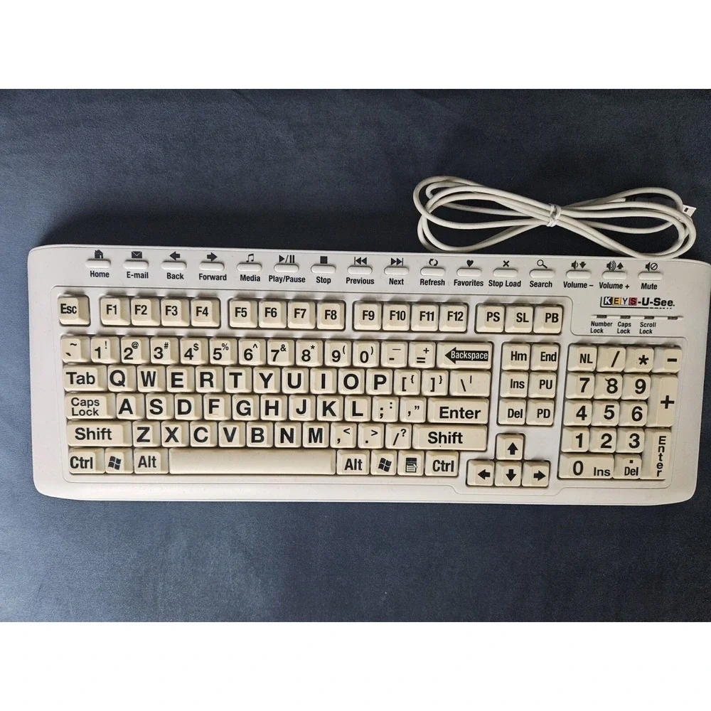 KEYS-U-See Ivory Keyboard Large Print Keys (YKB-LP-IUSBPS2) USB Connection